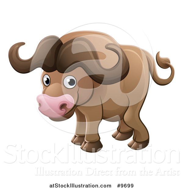Vector Illustration of a Cartoon Cute African Safari Cape Buffalo