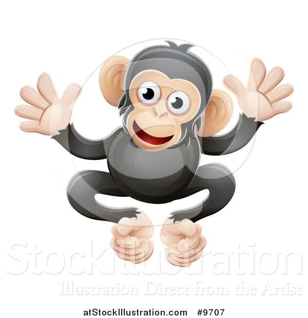 Vector Illustration of a Cartoon Cute African Safari Chimpanzee