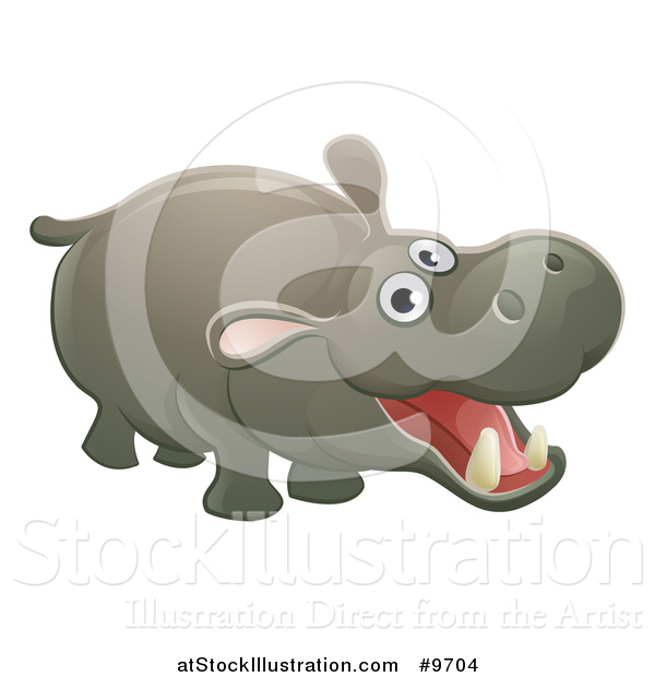 Vector Illustration of a Cartoon Cute African Safari Hippopotamus