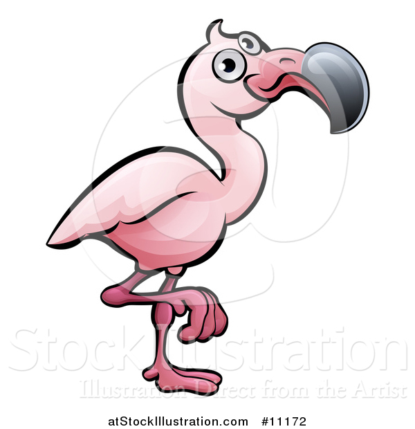 Vector Illustration of a Cartoon Flamingo