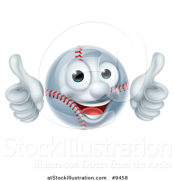 Vector Illustration of a Cartoon Happy Baseball Mascot Giving Two Thumbs up