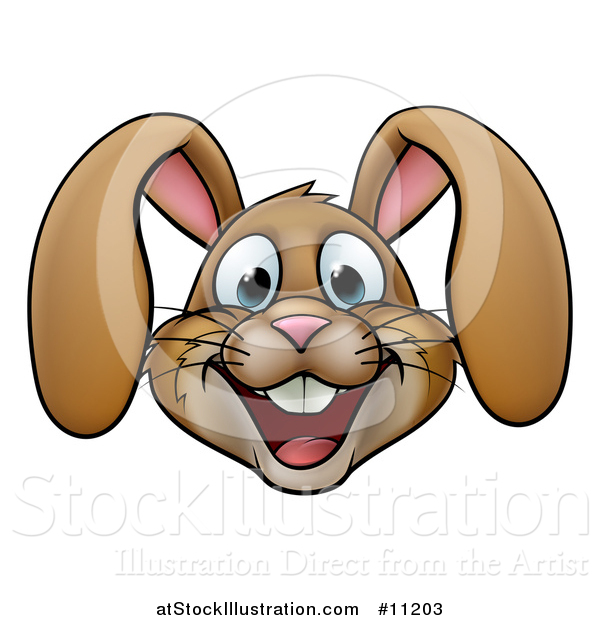 Vector Illustration of a Cartoon Happy Brown Easter Bunny Rabbit Face