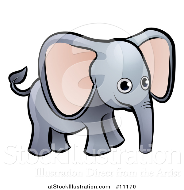 Vector Illustration of a Cartoon Happy Elephant