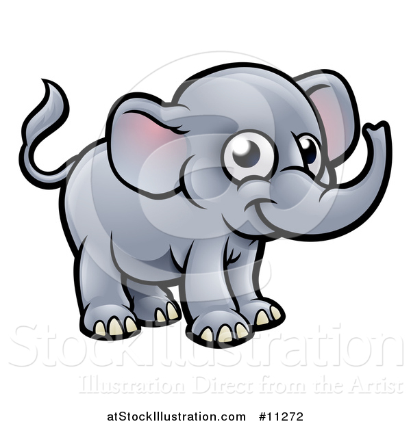 Vector Illustration of a Cartoon Happy Elephant