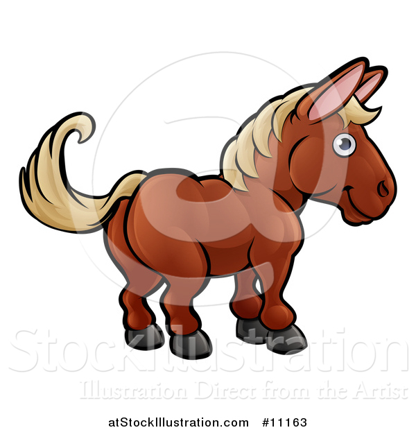 Vector Illustration of a Cartoon Happy Horse