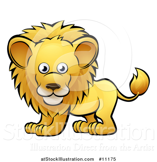 Vector Illustration of a Cartoon Happy Male Lion