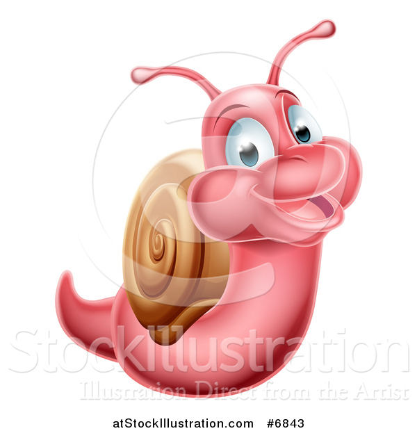 Vector Illustration of a Cartoon Happy Pink Snail