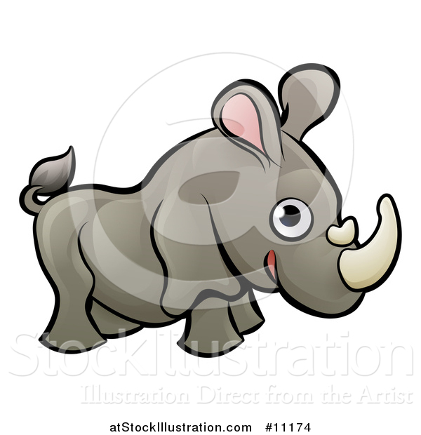Vector Illustration of a Cartoon Happy Rhinoceros