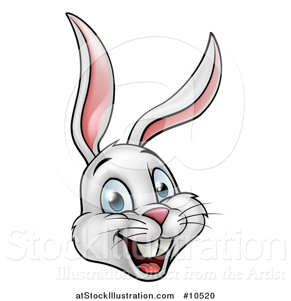 Vector Illustration of a Cartoon Happy White Easter Bunny Rabbit Face