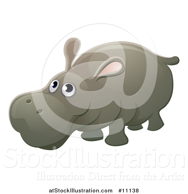 Vector Illustration of a Cartoon Hippopotamus