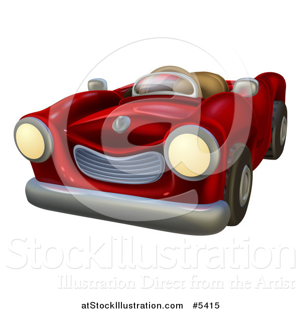 Vector Illustration of a Cartoon Red Vintage Convertible Car