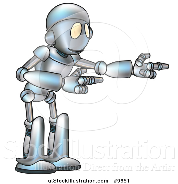 Vector Illustration of a Cartoon Robot Character Presenting