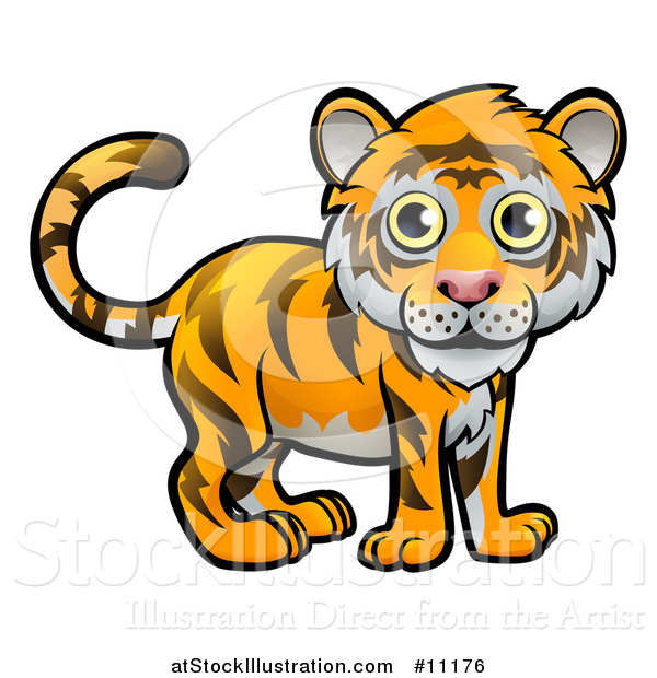 Vector Illustration of a Cartoon Tiger