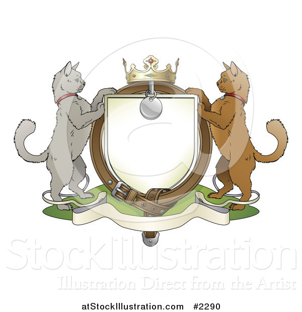 Vector Illustration of a Cat Coat of Arms Shield