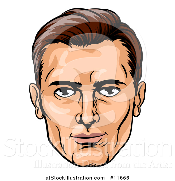 Vector Illustration of a Caucasian Mans Face in Comic Pop Art Style