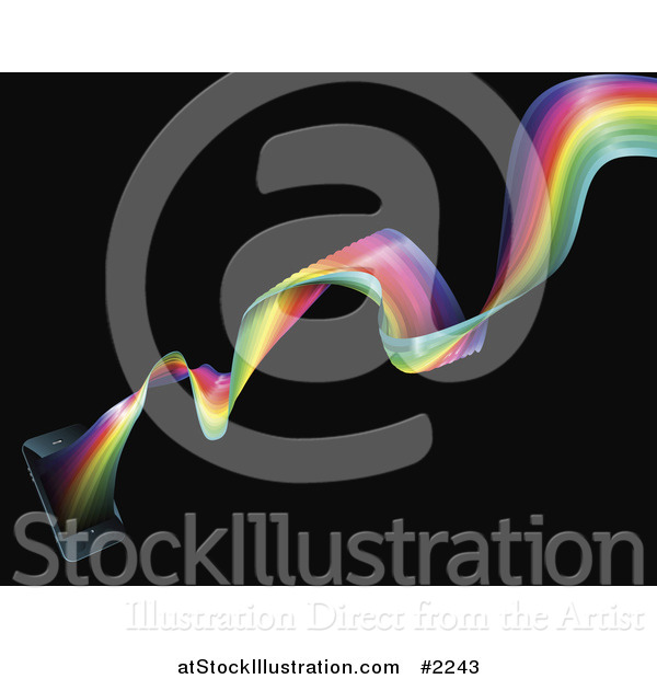 Vector Illustration of a Cell Phone with Rainbow Waves