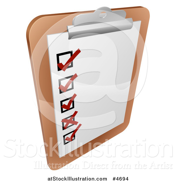 Vector Illustration of a Check List on a Clipboard