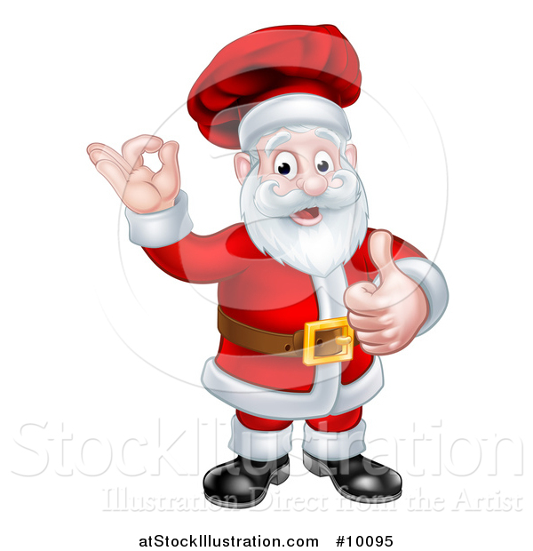 Vector Illustration of a Christmas Santa Claus Chef Giving a Thumb up and Gesturing Perfect or Ok