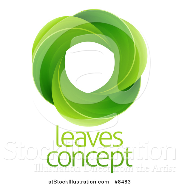 Vector Illustration of a Circle of Green Leaves with Sample Text