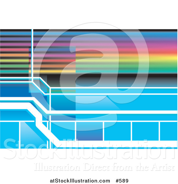 Vector Illustration of a Colorful Rainbow and Blue Background