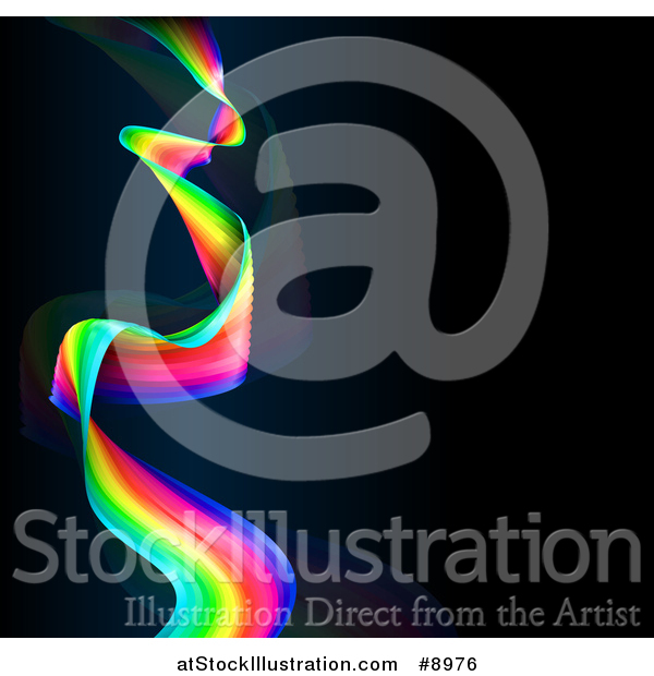 Vector Illustration of a Colorful Rainbow Wave, or Long Flag over Black