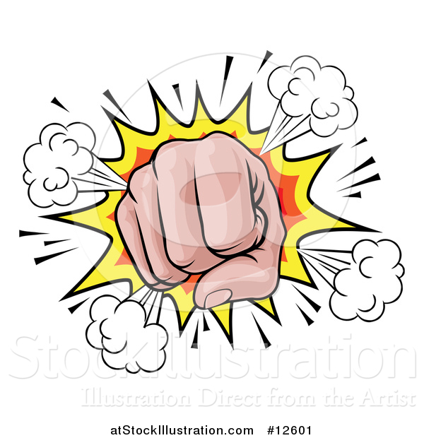 Vector Illustration of a Comic Explosion and Fisted Hand