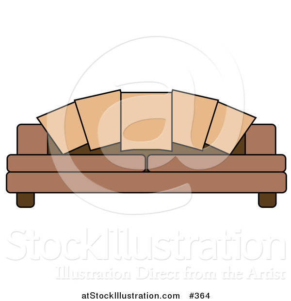 Vector Illustration of a Couch Pillows on a Brown Sofa