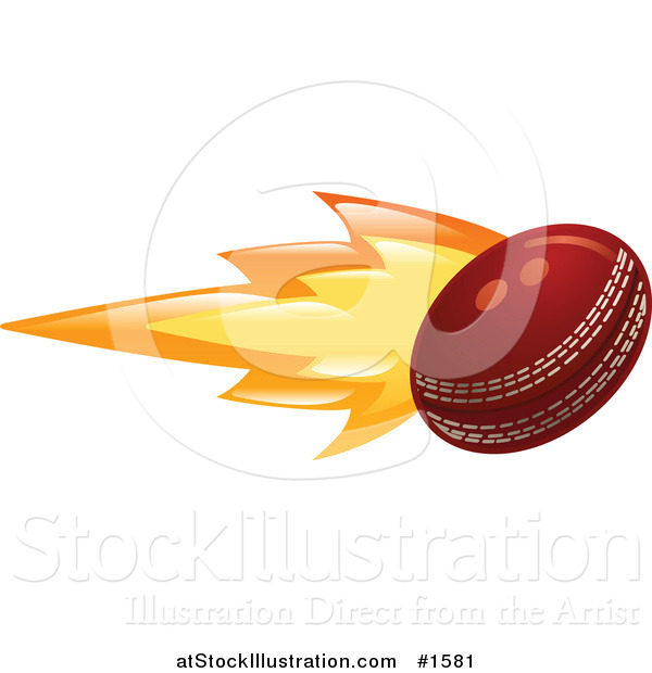 Vector Illustration of a Cricket Ball on Fire