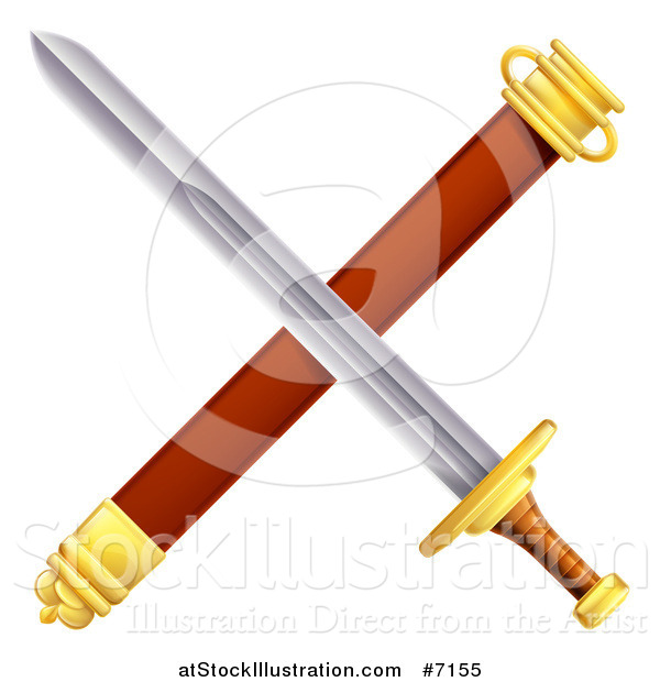 Vector Illustration of a Crossed Sword and Scabbard