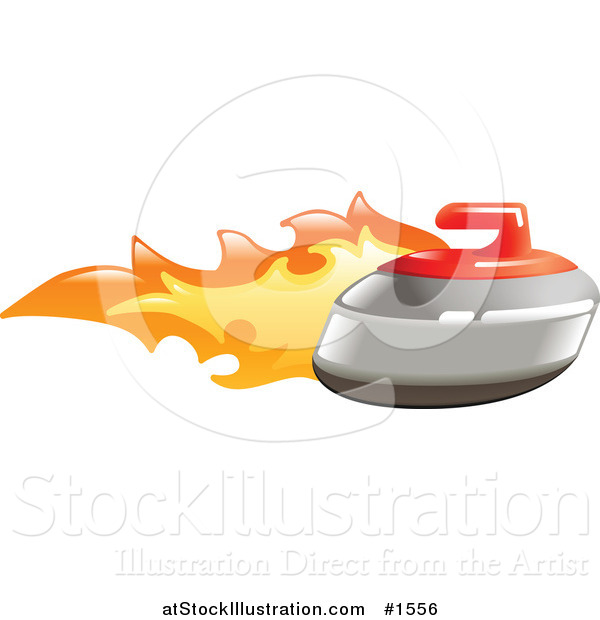 Vector Illustration of a Curling Stone on Fire