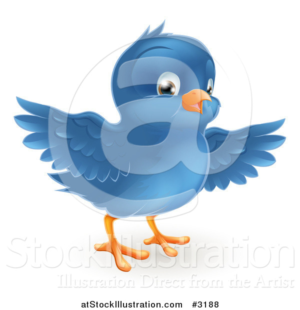 Vector Illustration of a Cute Bluebird with Open Wings