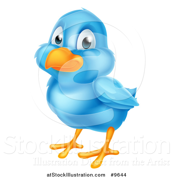 Vector Illustration of a Cute Happy Blue Bird