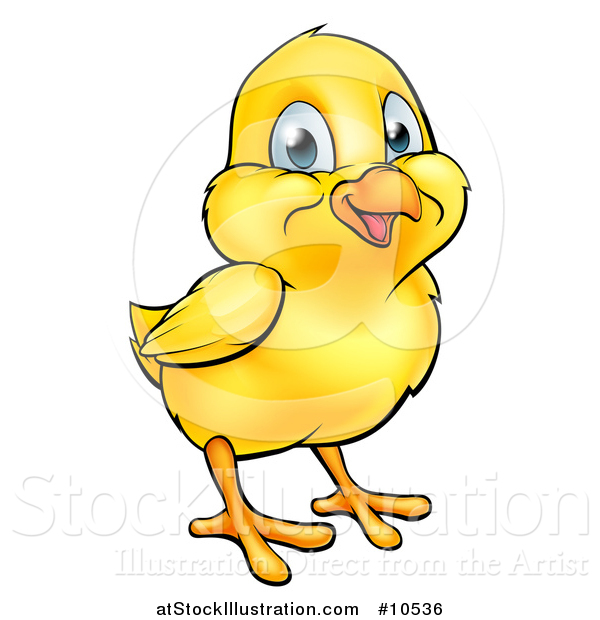 Vector Illustration of a Cute Happy Yellow Cartoon Easter Chick