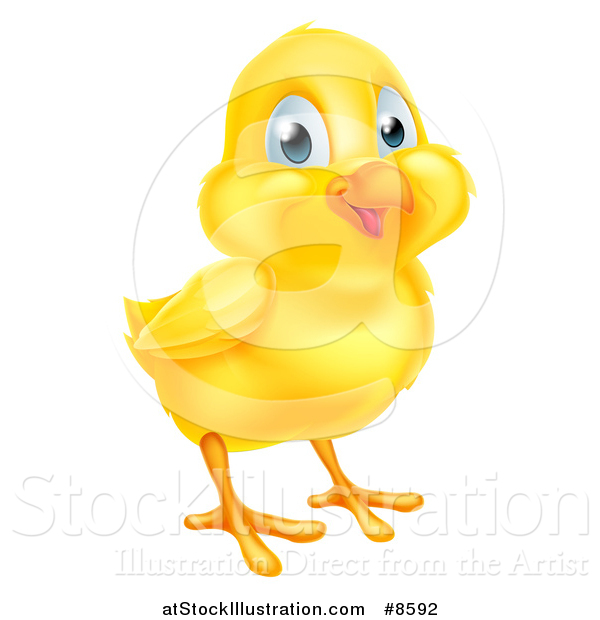 Vector Illustration of a Cute Happy Yellow Easter Chick