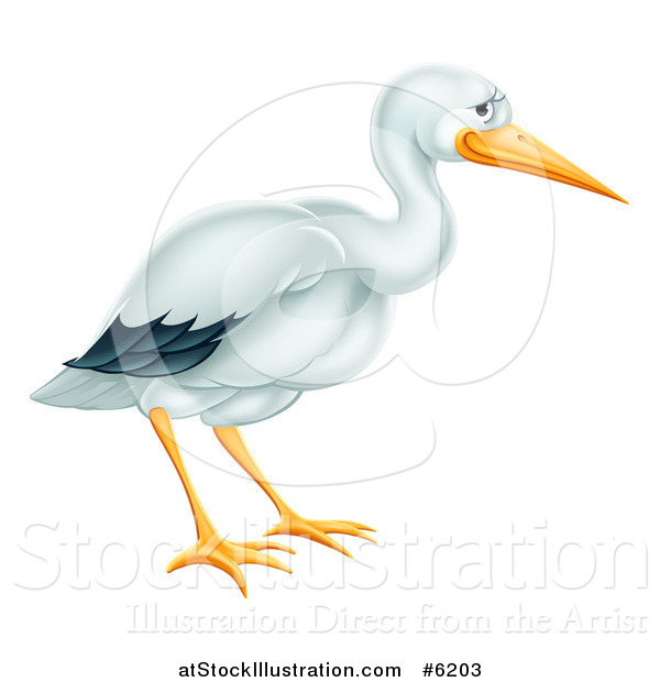 Vector Illustration of a Cute Stork Bird in Profile