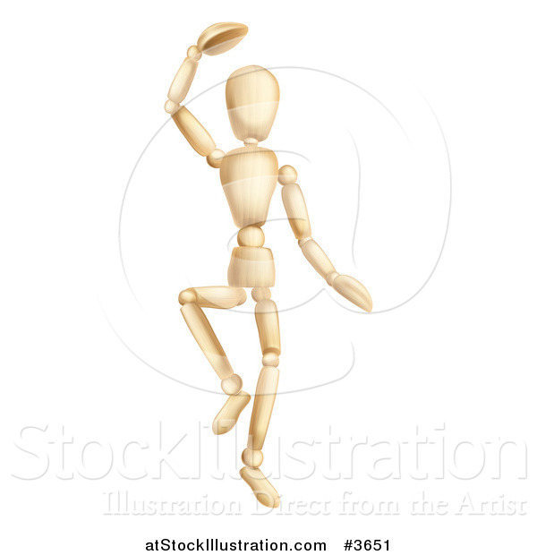 Vector Illustration of a Dancing Wooden Mannequin