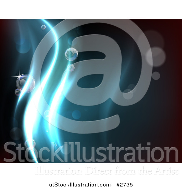 Vector Illustration of a Dark Background with Blue Water Waves and Bubbles