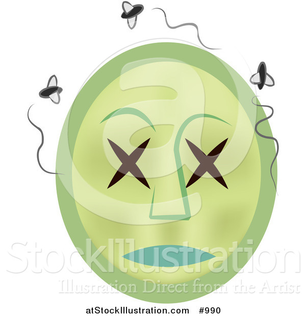 Vector Illustration of a Dead Emoticon Turning Green