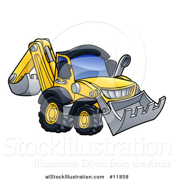 Vector Illustration of a Digger Bulldozer Machine