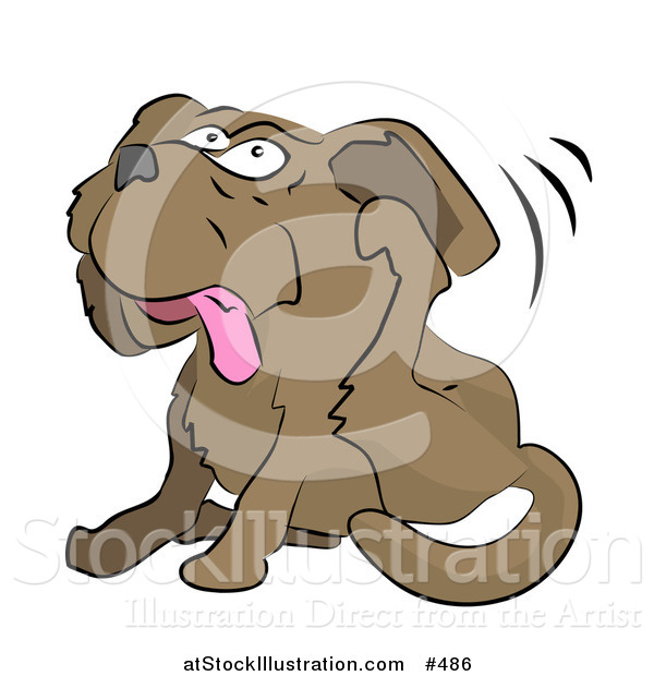 Vector Illustration of a Dog Itching Its Ear with Its Hind Leg
