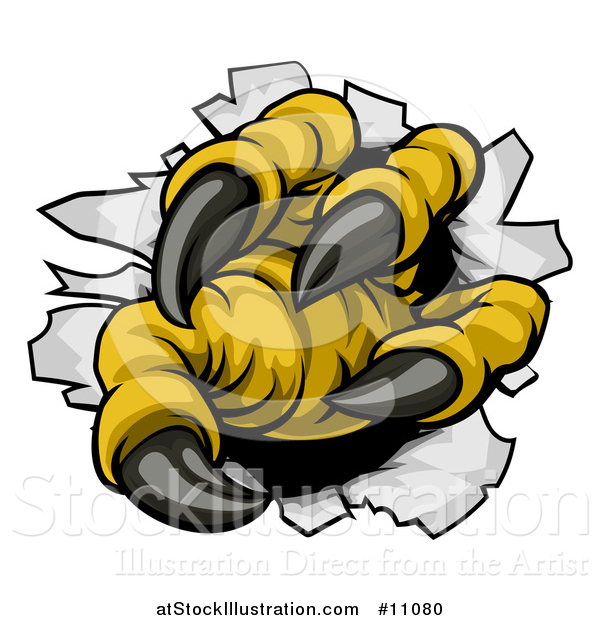Vector Illustration of a Eagle Claws Ripping Through Metal with Sharp Talons