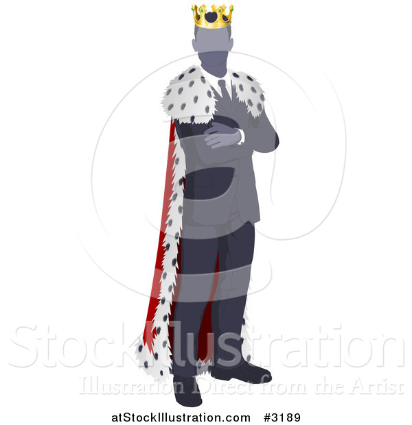 Vector Illustration of a Faceless Business King with Folded Arms