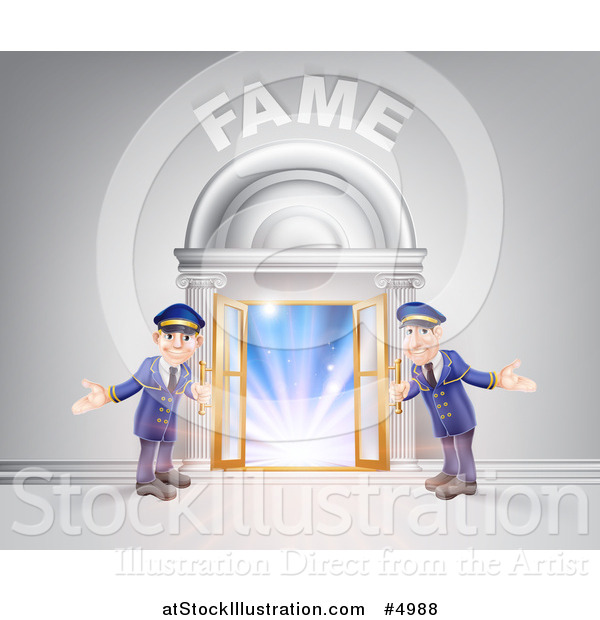 Vector Illustration of a FAME Venue Entrance with Welcoming Friendly Doormen