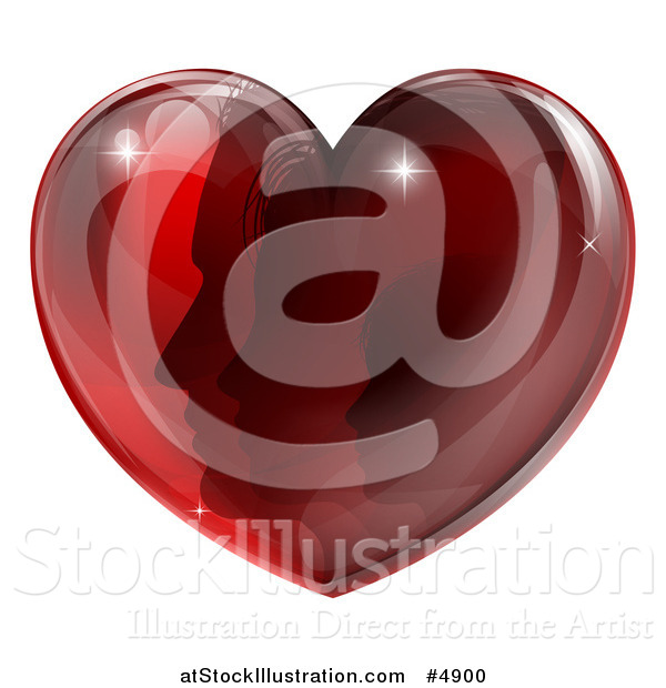 Vector Illustration of a Family in a Shiny Red Heart