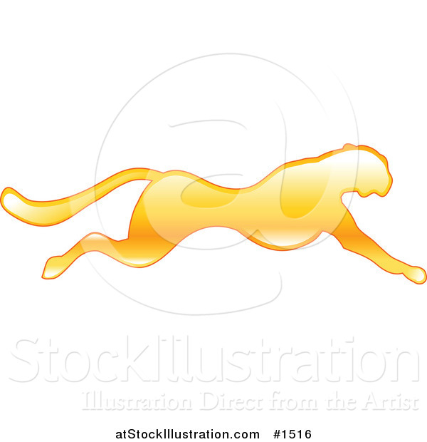 Vector Illustration of a Fast Yellow Cheetah in Profile, Sprinting past