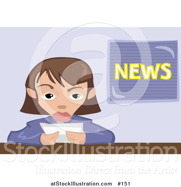 Vector Illustration of a Female News Reporter Making Announcement