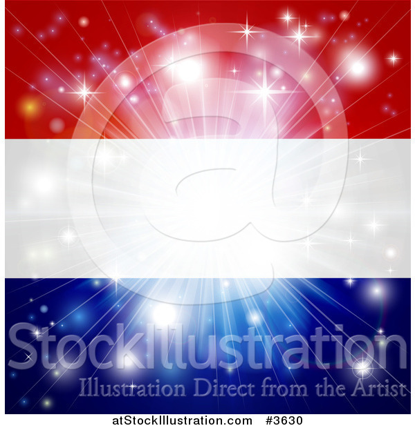 Vector Illustration of a Firework Burst over a Netherlands Flag