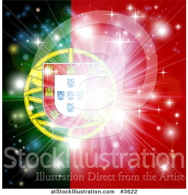 Vector Illustration of a Firework Burst over a Portugal Flag