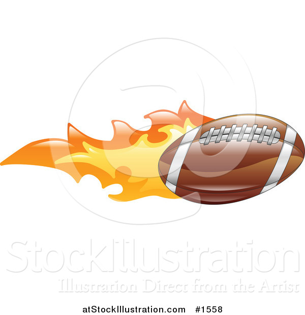 Vector Illustration of a Flaming American Football Flying past