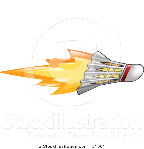 Vector Illustration of a Flaming Badminton Shuttlecock Flying past